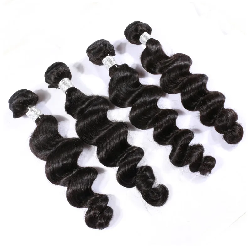 

Hot selling Unprocessed Human Loose Curly Bundles With Lace Closure 10A grade Hair loose Curly Bundle