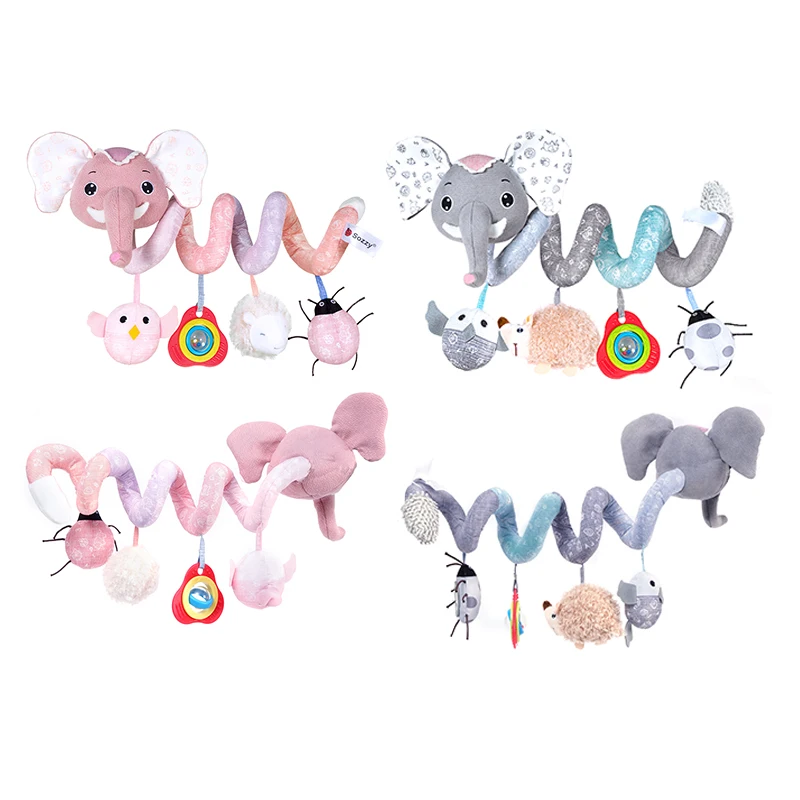 

Crib Baby Rattles Elephant Plush Toy Wholesale 0 months Newborn Bell Rattle Soothing Animal Baby Bed Hanging Toys Spiral