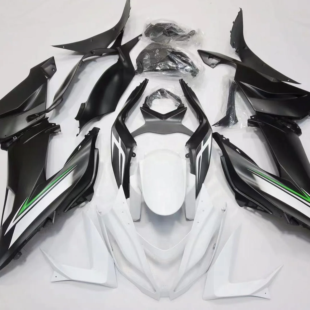 

2021 WHSC Motorcycle Fairing Kit For KAWASAKI 6R 2013 Black White, Pictures shown