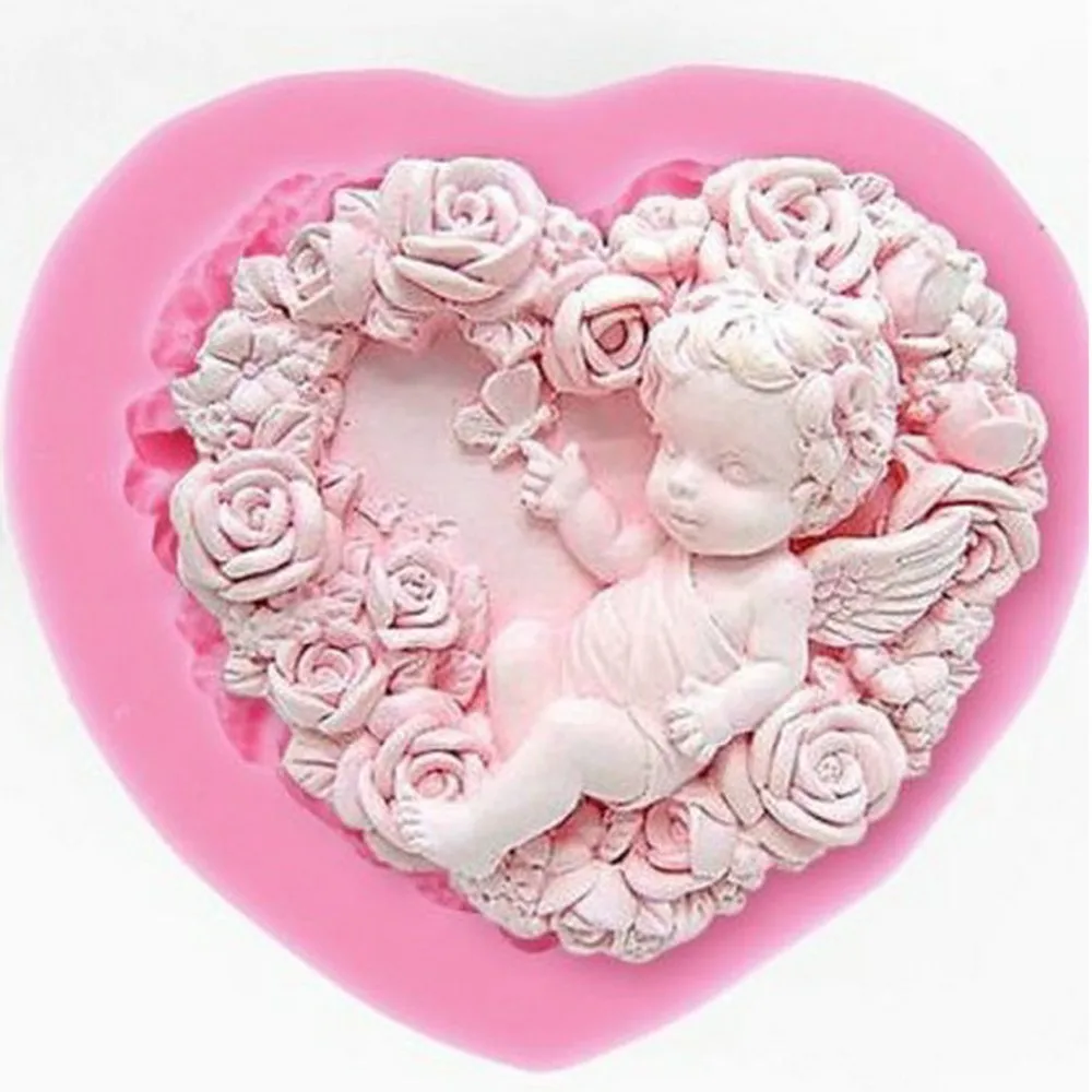 

Rose Angel Craft Art Silicone Soap Mold 3D Craft Molds DIY Resin Clay Candle Molds Fondant Handmade Soap Moulds, As photo