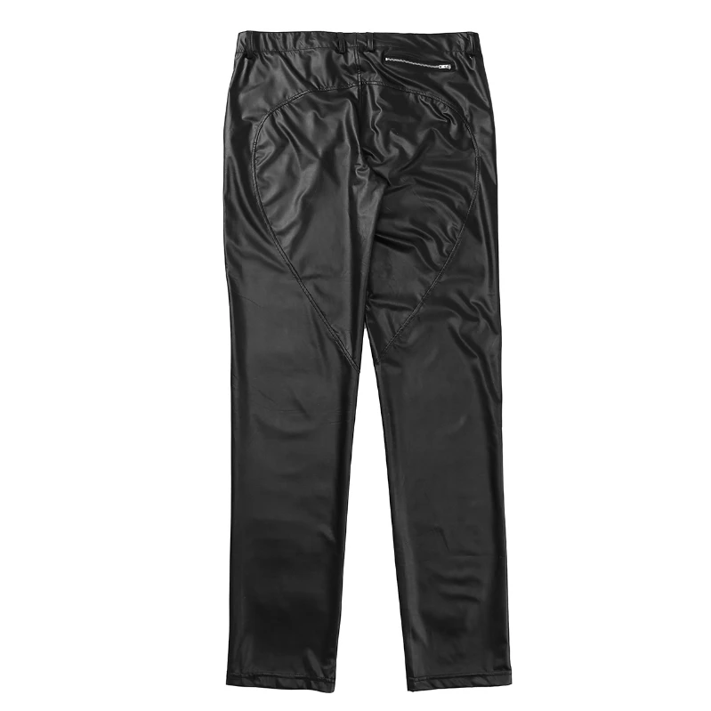 

iEFiEL Mens Faux Leather Tight Pants Wet Look Stretchy Zipper Front Slim Fit Trousers Raves Clubwear