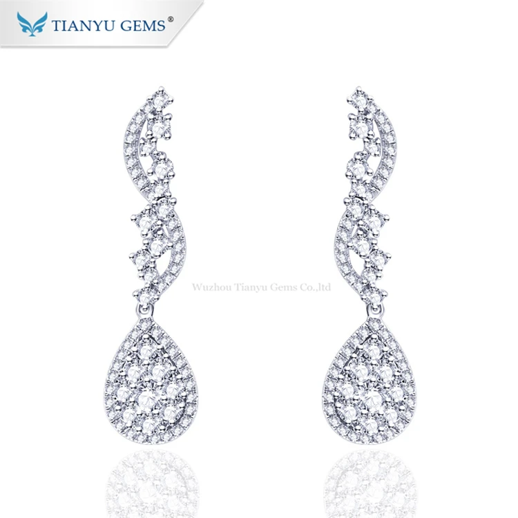 

Tianyu Gems Gold Jewelry Earring Pear shape 10K White Gold White Moissanite Drop Women Earrings