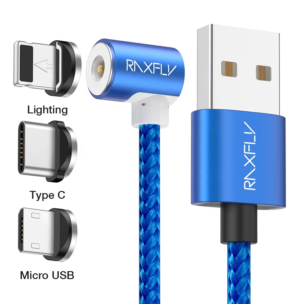 

1 Sample OK RAXFLY 90 Degree Elbow Mobile Phone Charger Multi 3 In 1 Magnetic Usb Charging Cable