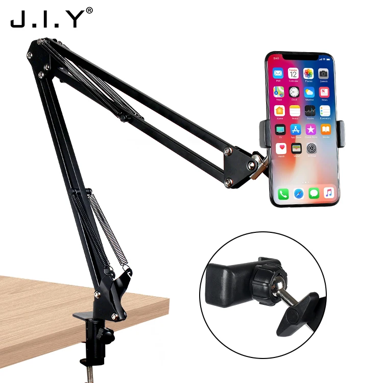 

NB-35S Universal Phone Stand Holder Phone Clip Holder Clamp for Desk Boom Arm Bracket for iPhone, Black