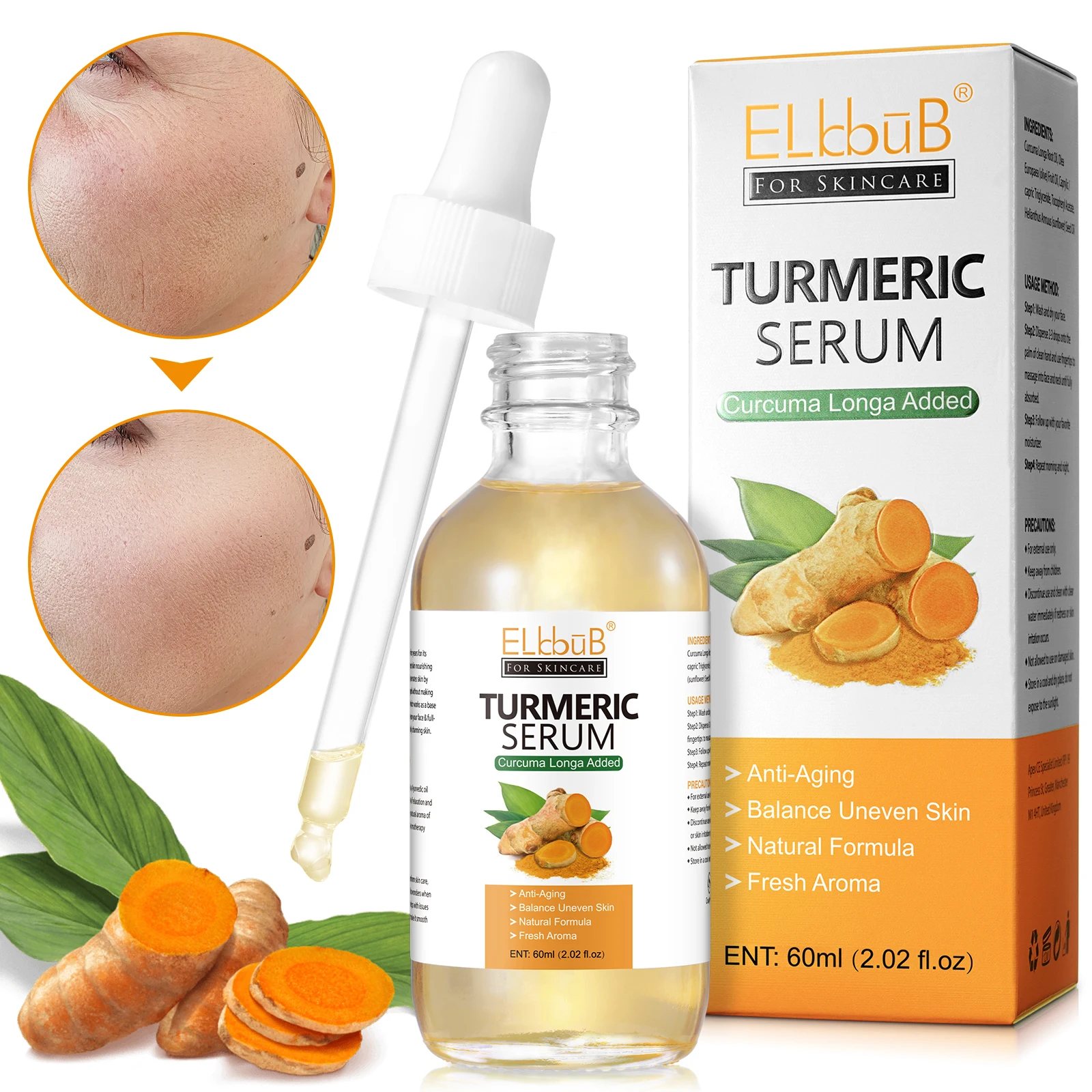 

ELBBUB anti oxidation skin lightening turmeric dark spot corrector serum turmeric oil serumfacial turmeric spot repair serum