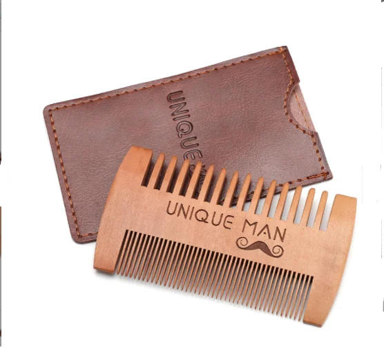 Hot sale fine coarse teeth anti static custom small wooden mustaches comb mens beard pocket comb