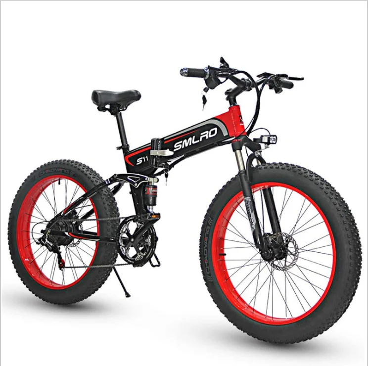 

SMLRO Hot Sale Fat Tire Ebike S11F 48V 350W 10A Battery Aluminum Alloy Folding Electric Mountain Bike Foldable Electric Bicycle, White/blue, black/green, black/red, black/blue, black/yellow