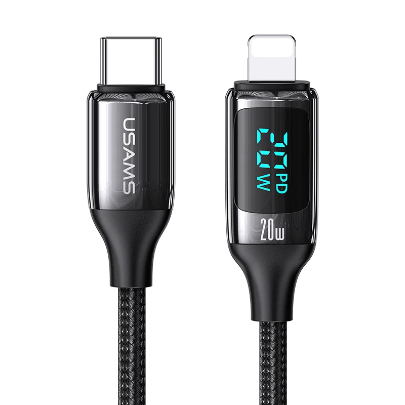 

USAMS US-SJ545 Type-C To Lighting Digital Display 1.2m PD 20W Fast charging Data Cable