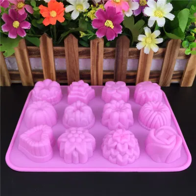 

12 even herbal silicone cake mold cold soap mold silicone hand soap candle mold