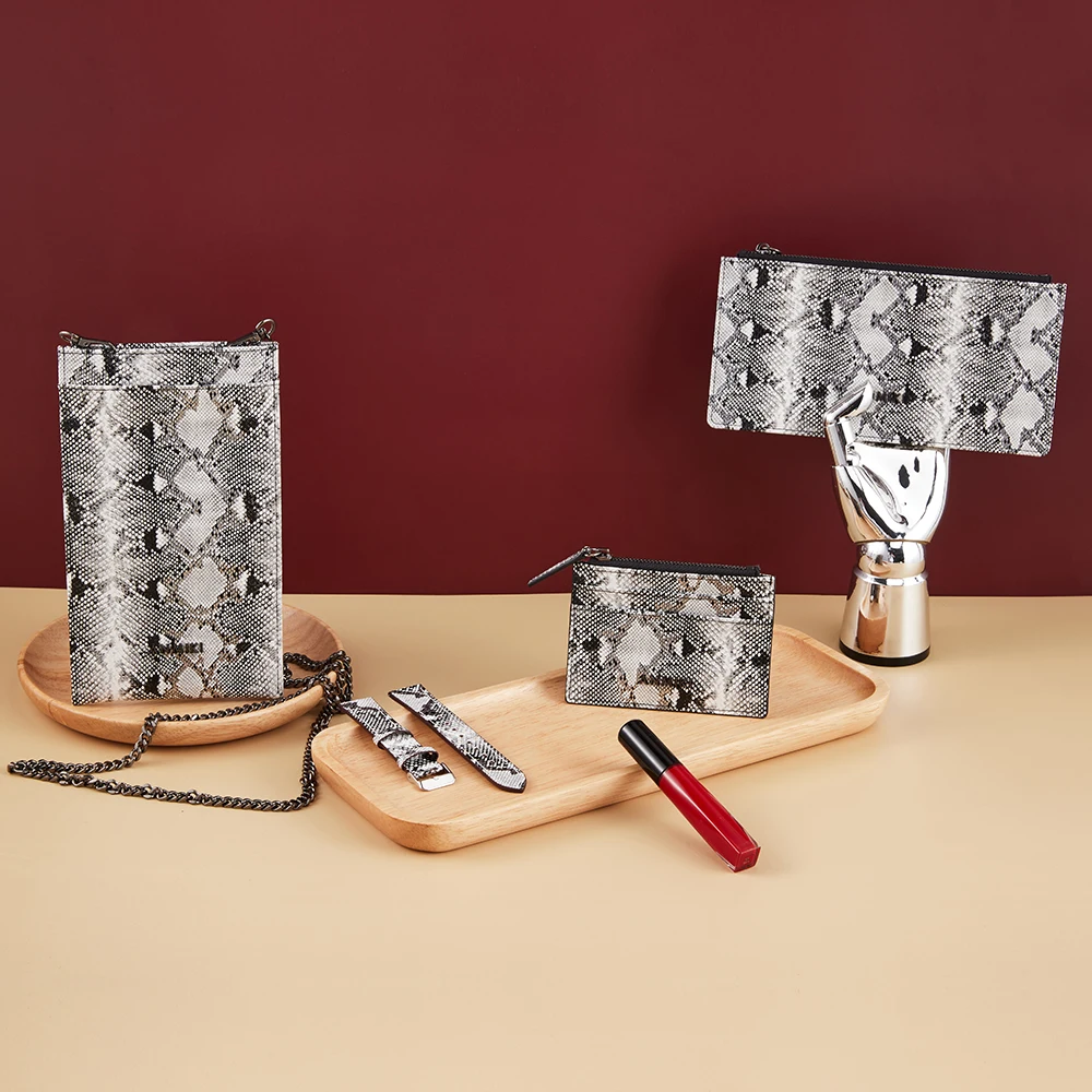 

New Style Designer Mini Luxury Women Handbags Ladies Python Pattern Leather Zip Phone Purses Crossbody Mobile Phone Bags, Customized color