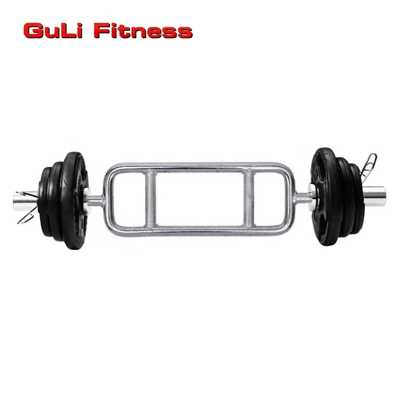 

Guli Fitness 2 Inch Triceps Bar 50MM 34 Inch Chromed OB Weight lifting Steel Solid Barbell Triceps Barbell With Spring Collars, Silver