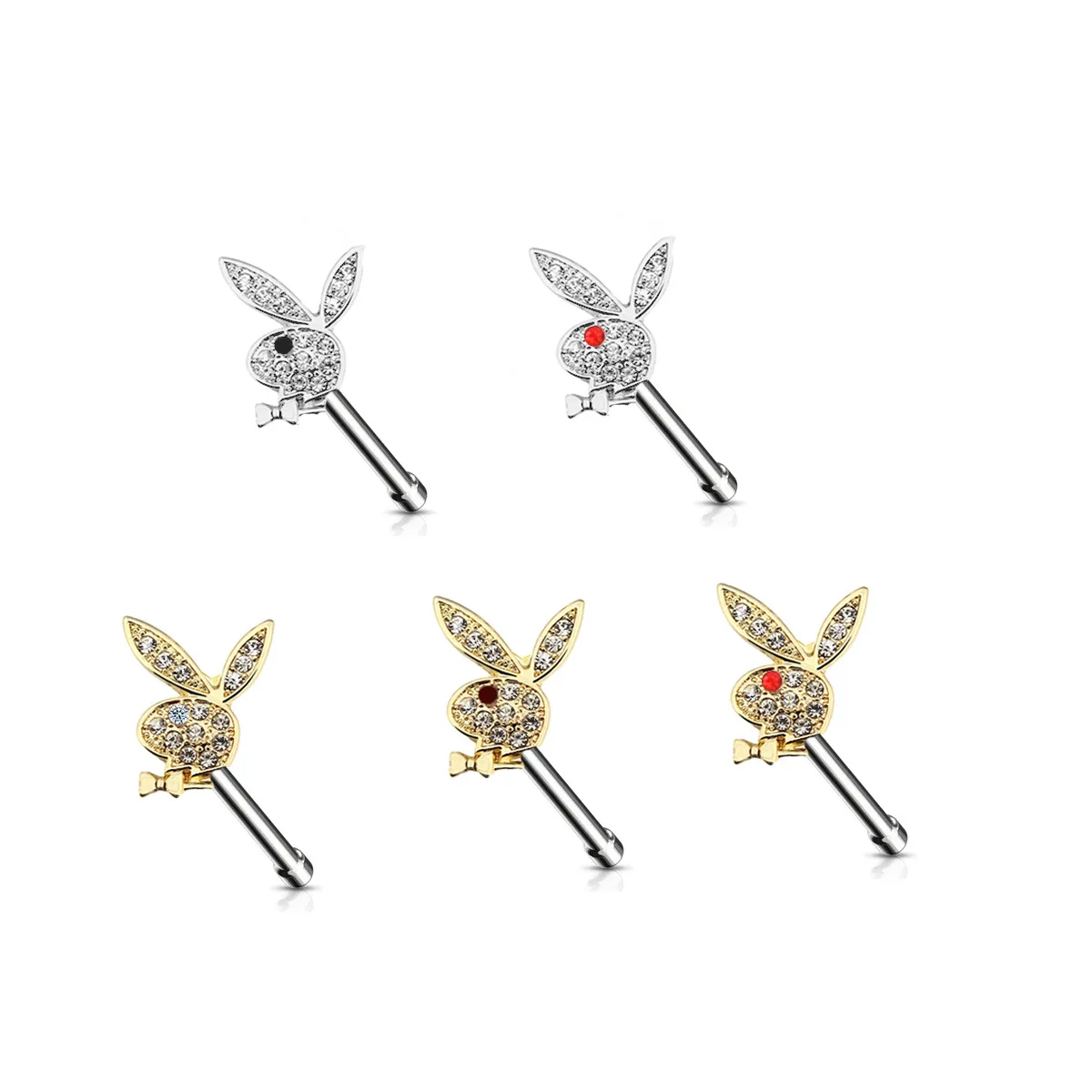 

NUORO Stainless Steel Snake Diamond CZ Nose Rings Stud Nose Nostrial Pin Piercing Jewelry Bunny Nose Studs