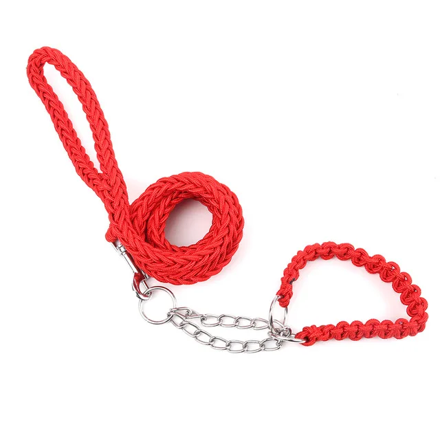 

Pet Supplies Facotry cheap plain nylon braided dog collars and leashes nylon pet leash, Blue, black, red, green