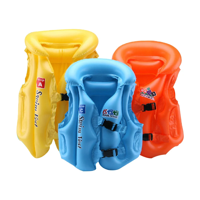 

Safe for adults bright colors swimming Child Light Kids Certificate Inflatable Watersports PVC life jacket, Blue,orange,yellow