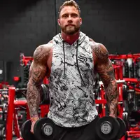 

Wholesale overall printed sleeveless t shirt mens workout clothing fitness sports hoodie