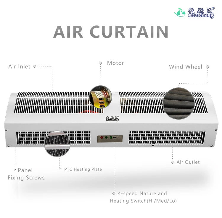 
Slim Electric Heated Indoor Air Curtain Powerful, Quiet, 2 speeds 