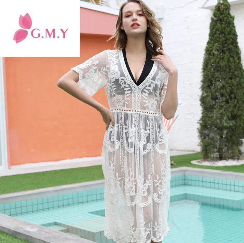 

2020 New Arrival New Pattern Sexy Hot Sales Summer Women Crochet Beachwear V Neck Cover Up Dress