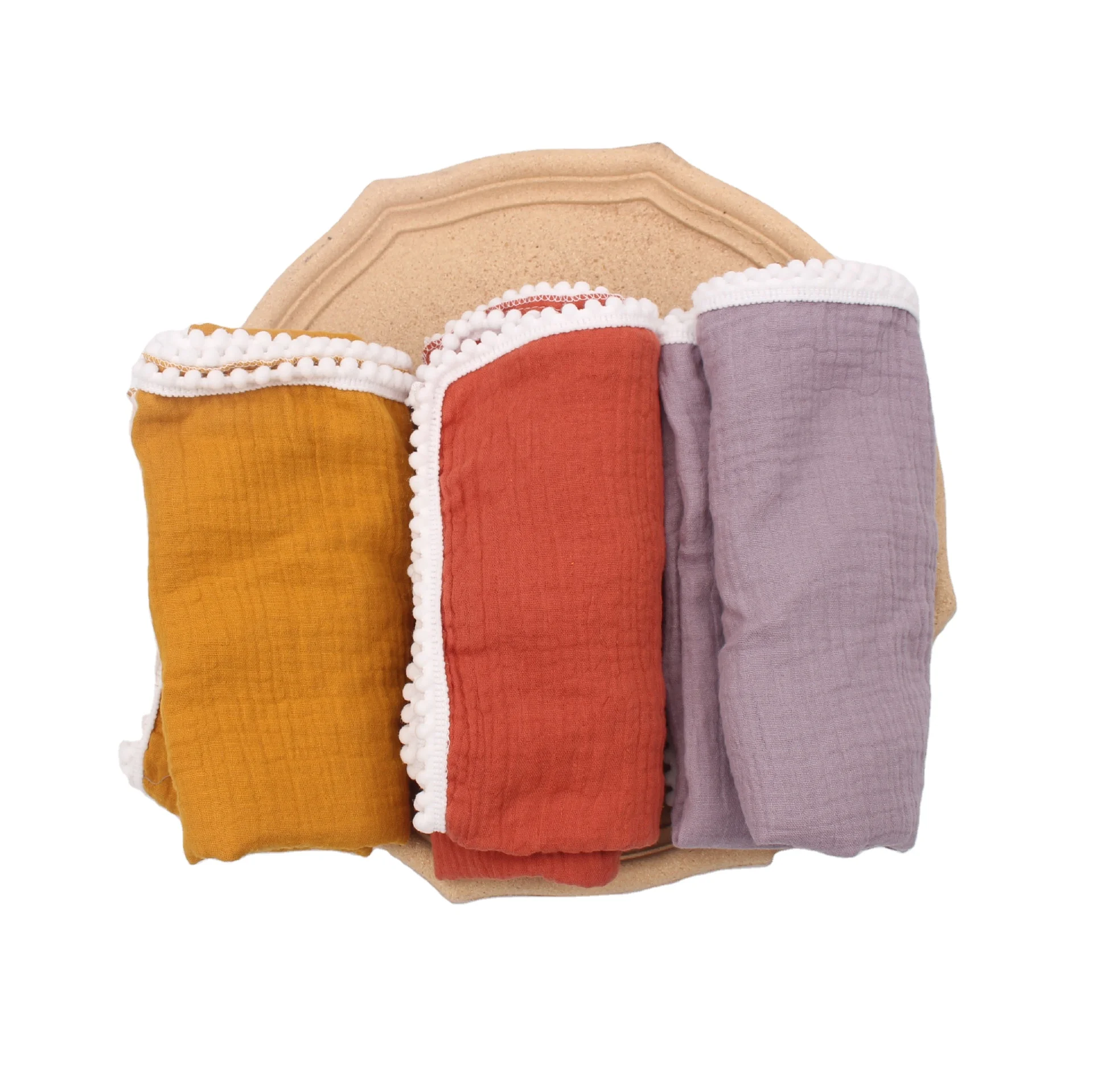 

100% organic cotton plain color muslin swaddle blanket in 2 layers