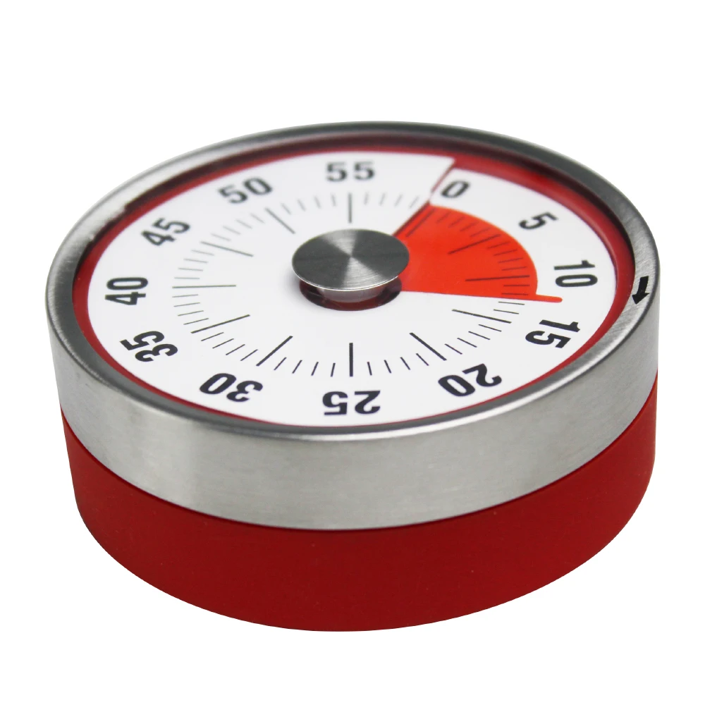 

Cute kitchen Timer Student Manage Time Kitchen Alarm Clock Pot Design 60 Minutes Kitchen Mechanical Countdown Timer, Red