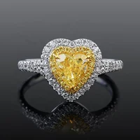 

Two Tone Gold Natural Fancy Heart Cut Yellow Diamond Double Halo Engagement Ring