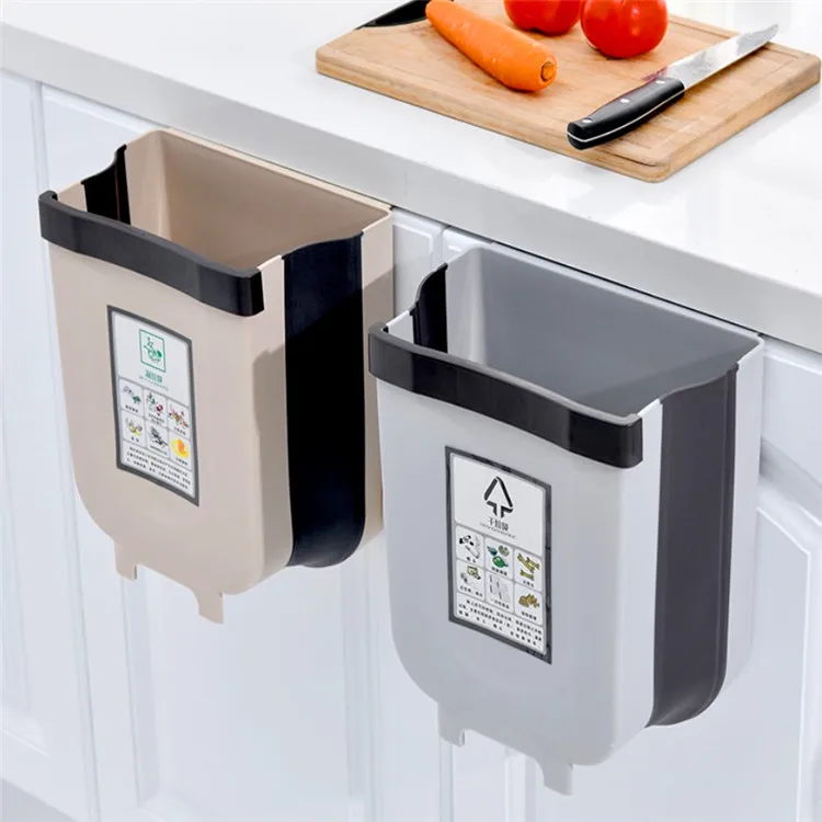 
plastic Collapsible Folding Trash Bin Can Attached to Cabinet Door Kitchen Drawer Bedroom Dorm Room Car Waste Bin 