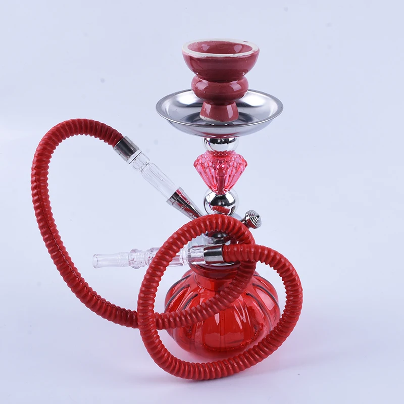 

Factory Best Selling Arabian Small Size Glass Bottle Hookah With 1 Hose, Green\black\red\blue\yellow\mix color