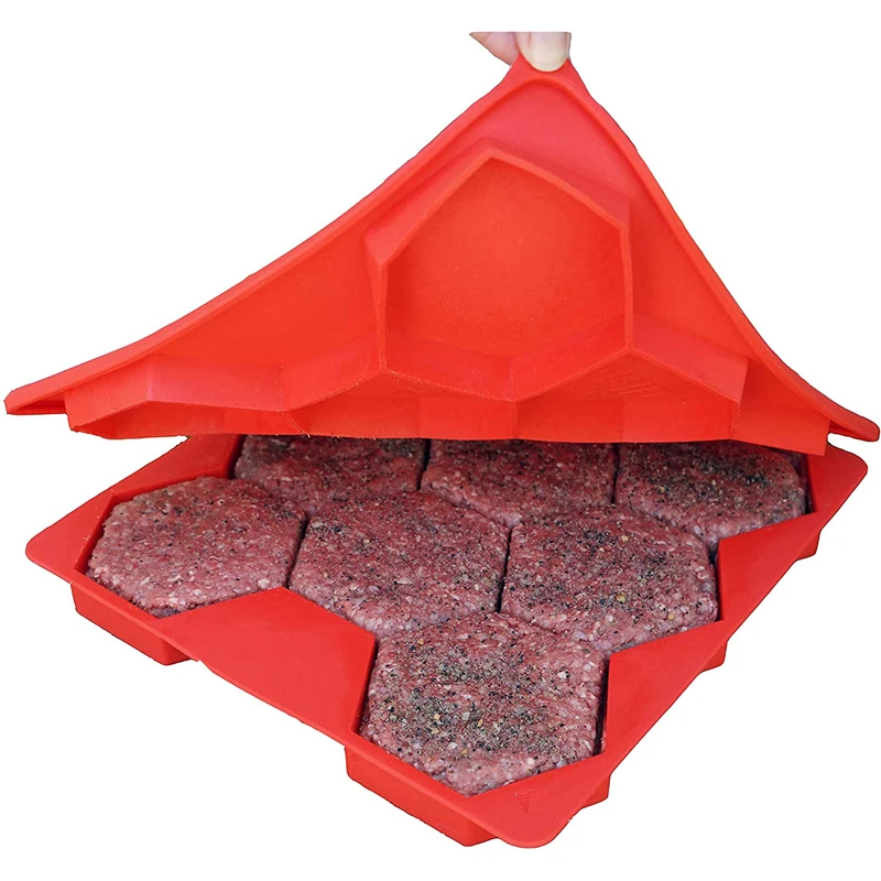 

8 in 1 Innovative Silicone Shape Storage Hamburger Master Patty Maker Burger Press