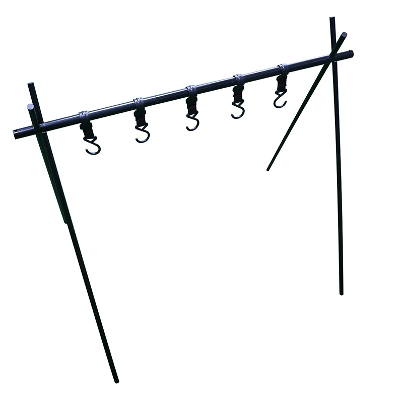 

outdoor aluminum alloy hanging rack camping portable folding hanger picnic storage tripod with hook