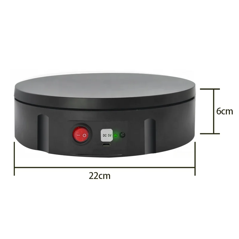 

22cm 360 Degree Electric Rotating Display Turntable with Charging for Photography Shooting 5V, Black