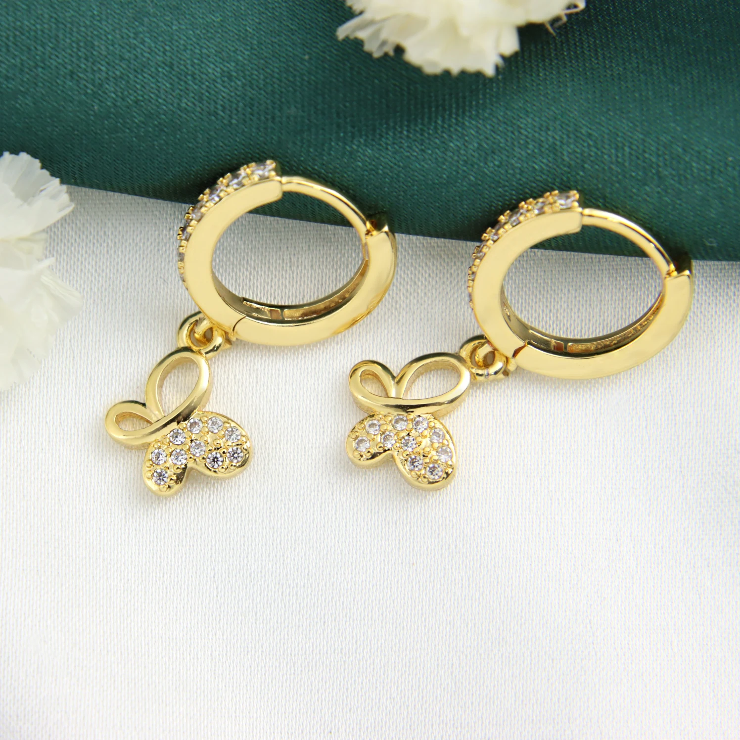 

Factory wholesale price artistic 24k gold chunky earrings indian earings jewelry bridal butterfly hoop earrings