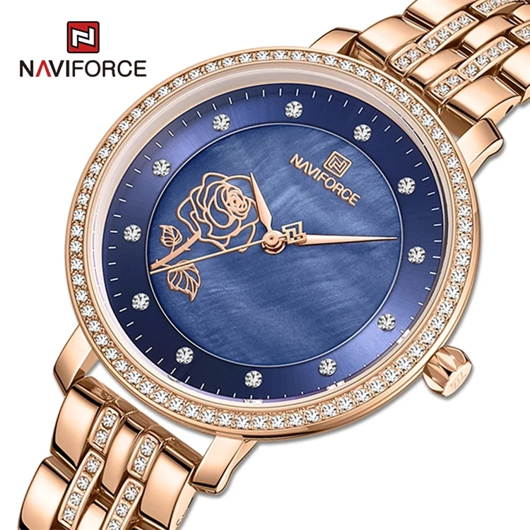 

NAVIFORCE Fashion Elegant Women's Watches Luxury Brand Creative Ladies Quartz Wristwatch with Diamonds Bracelet Waterproof Clock