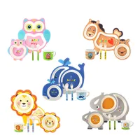 

High Quality Cartoon Baby Gift Plate Kids Dinner Plate Bamboo Fiber Baby Plate Set