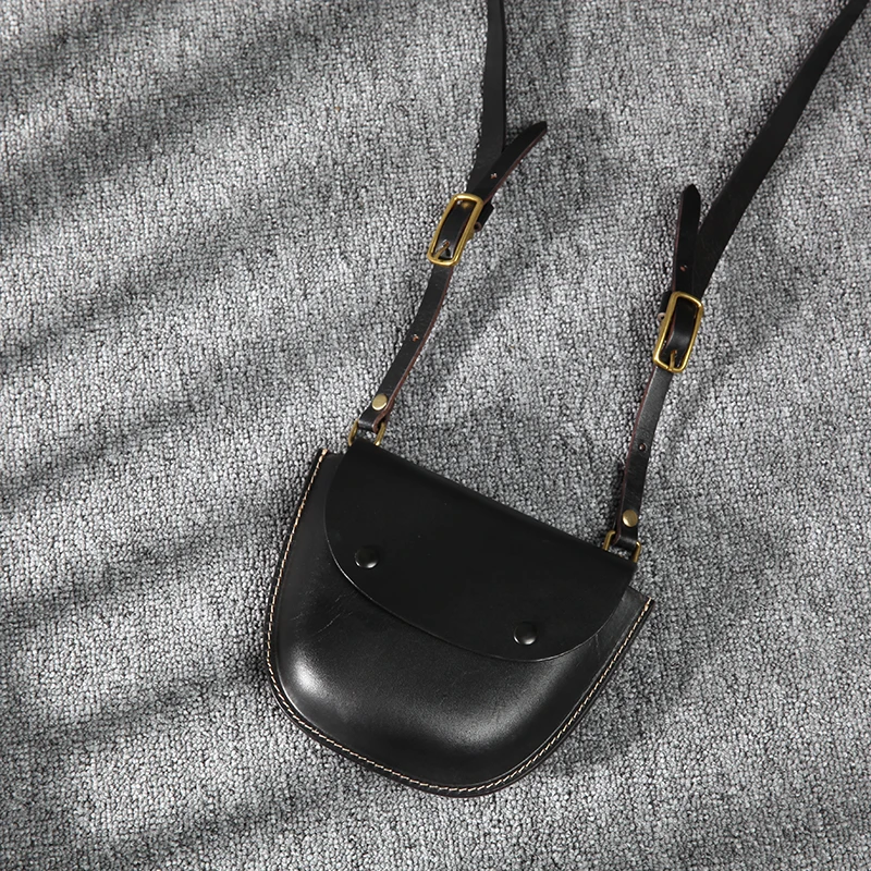 

Women Shoulder Cream Vegetable Tanned Leather Black Single Shoulder Bag Crossbody, Customized