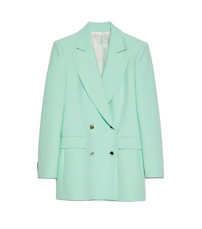 

Wholesale new trendy formal causal tuxedo solid color women suit blazers ladies blazers, Indigo