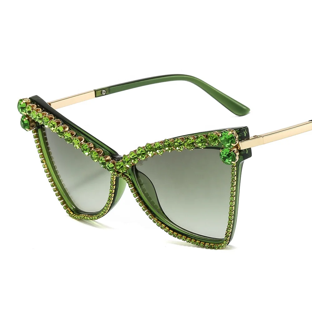 

Oversized Frame Diamond Glasses Luxury Rhinestone Gradient Lens Cat Eye Glasses, Colors