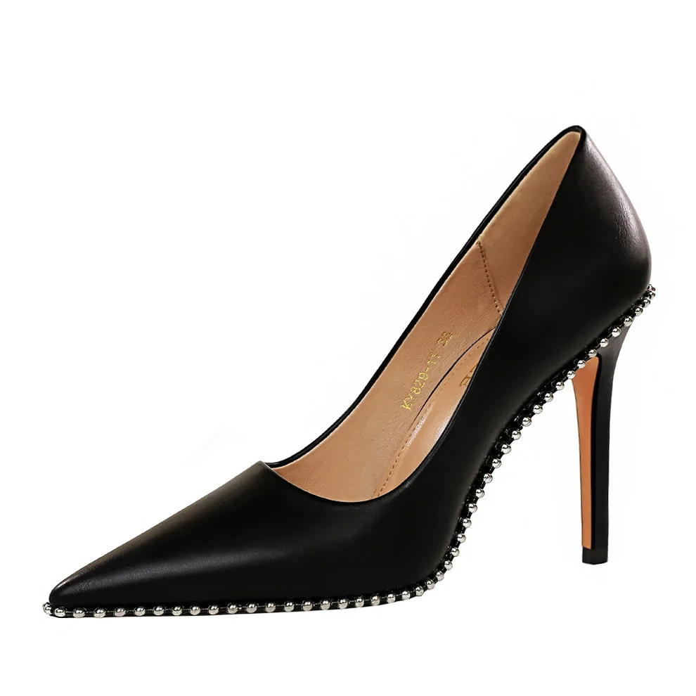 

Fashionable Sexy Pointed Rivet Stiletto Heels Big Sizes Women Party Nightclub Shoes Pumps Retro