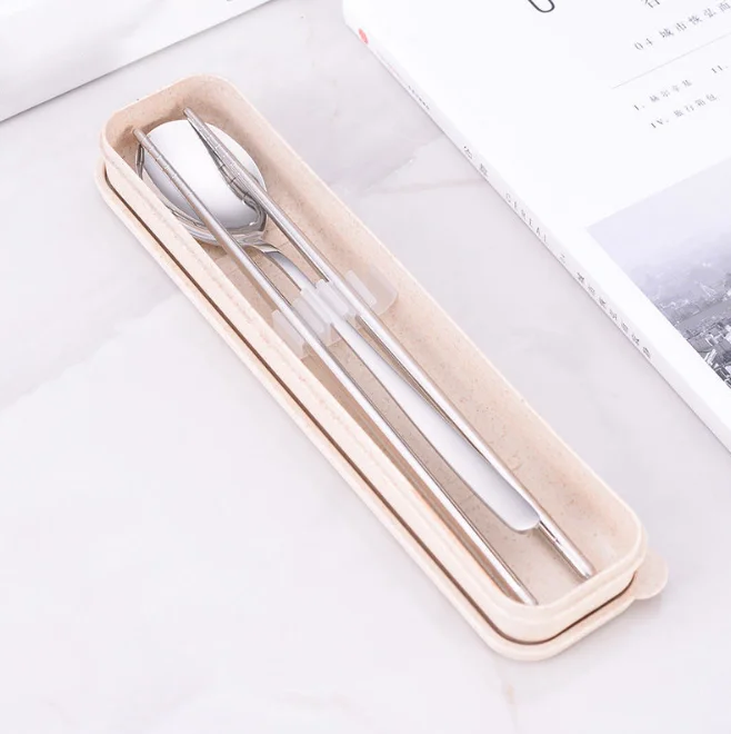 

304 Boxed Portable Flatware Korean Style Chopsticks And Spoons Set, Silver