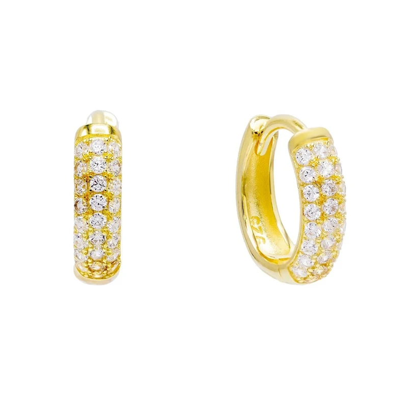 

Gemnel fashion 925 silver jewellery real 14kt gold plated cubic zirconia huggie earrings