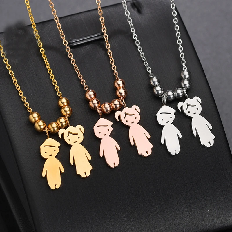 

Well made kid necklaces Boys and Girls name plated Necklace Stainless Steel DIY Free Comb Engraving Best Friend Family Necklace