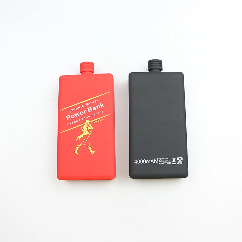 

Custom Logo Portable 5000 mAh Mobile Phone Charger Wine Bottle Power Bank For Promotional Gift, Black, golden,silver