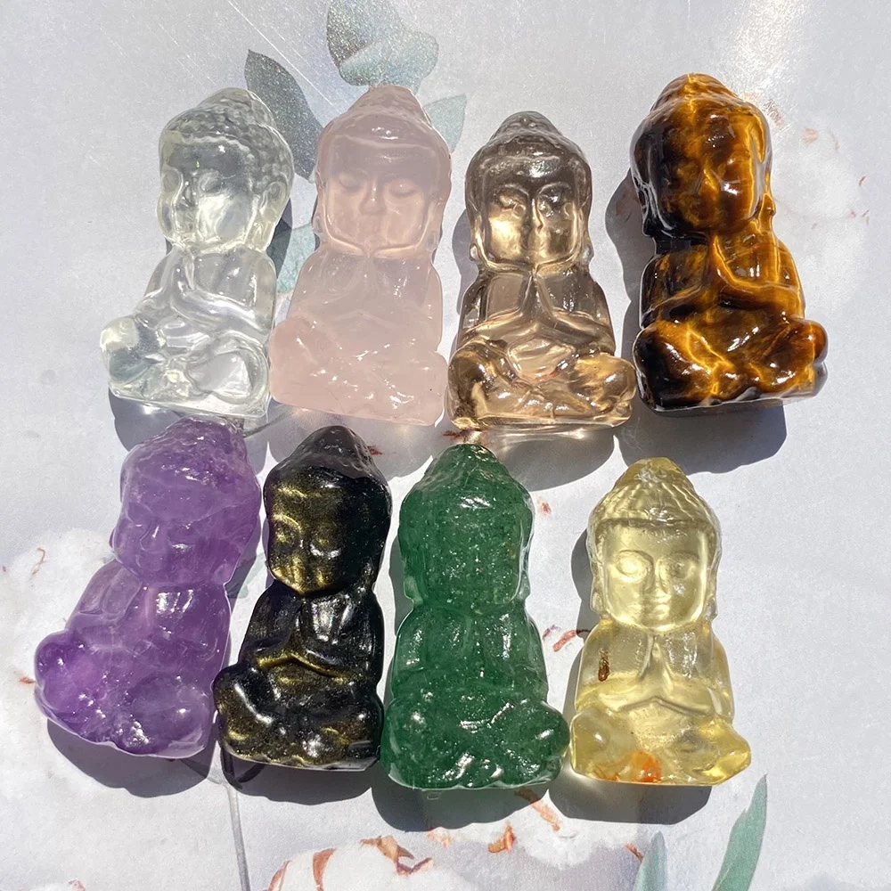 

Wholesale Price Carved Natural Gemstones And Crystals Mini Buddha Carving Statue For Pendant