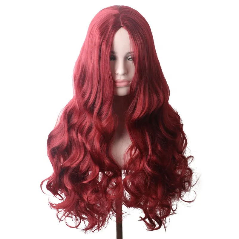 

Cheap Heat Resistant Synthetic Hair Wigs For Women Long Wavy Burgundy Cosplay Wig