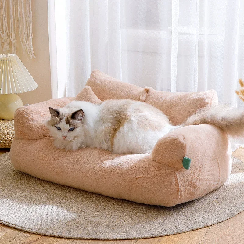 

Pet Couch Bed with Pillow Cat Sofa Washable Cover Dog Bed with Non-Slip Bottom Fluffy Cat Couch Pet Furniture Cat Products