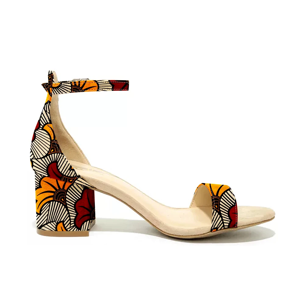 

2020 African wax print high-heeled shoe for woman Open-toed, 3 colors