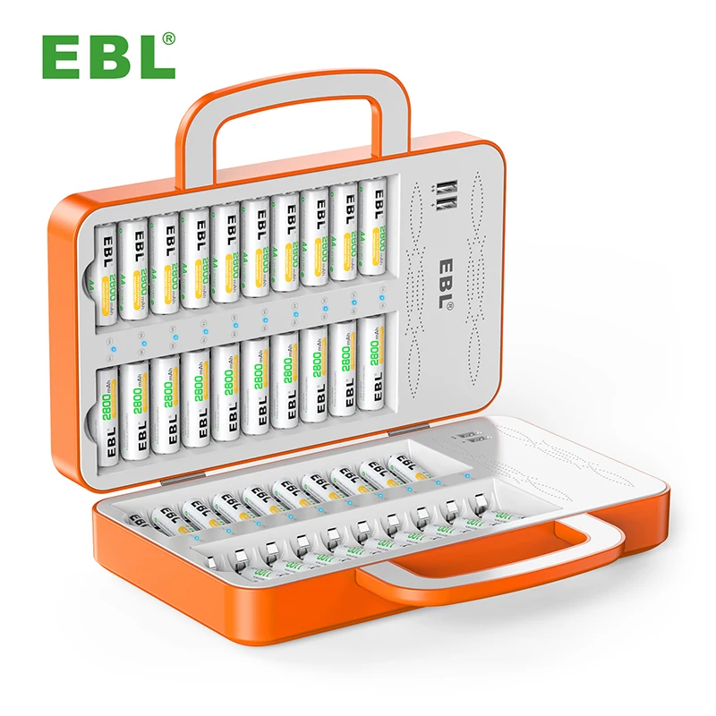 

EBL Universal Rechargeable Battery Charger Unit For NiMH NiCD AA AAA Rechargeable Batteries Mutifunction Chargers, Orange