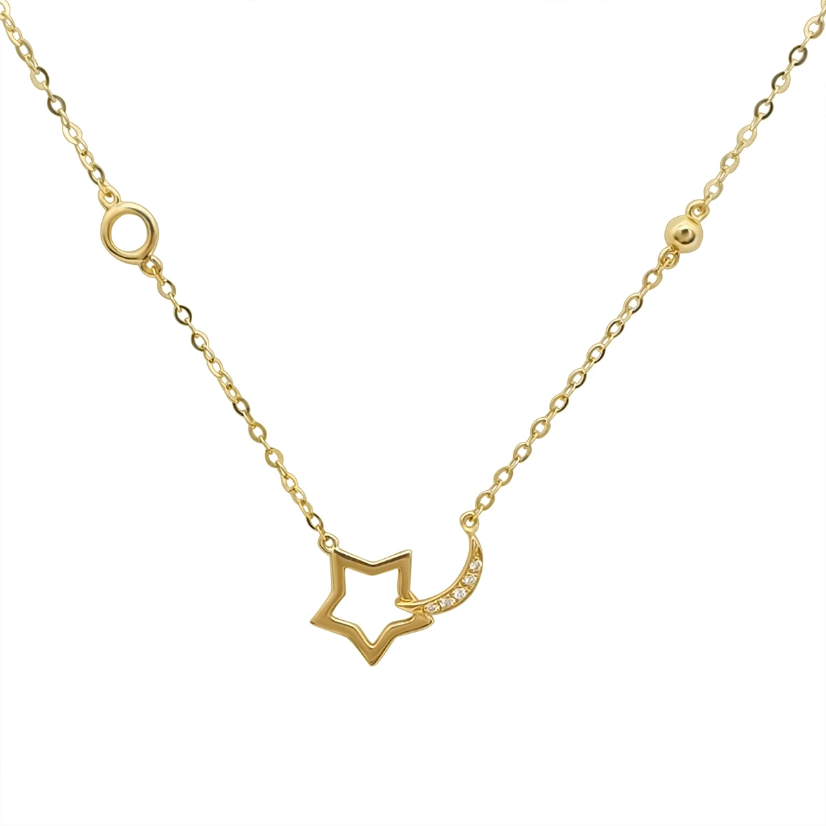 

Trendy 18k Pure Gold Moon Star Necklace Various Wearing Diamond Jewelry 18K Real Gold Necklace