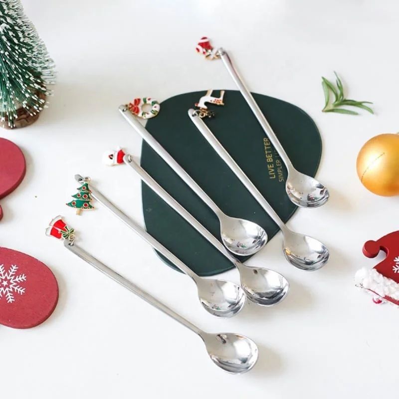 

Christmas Decorative 410 Stainless Steel Spoon Mate Tea Coffee Flower Tiny Stirring Spoons, Silver,gold