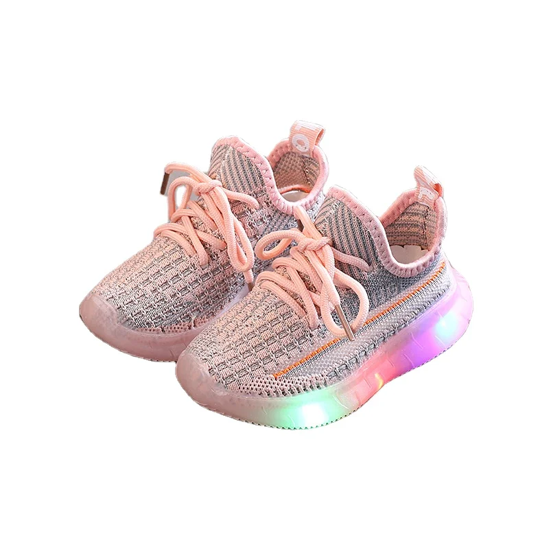 

Factory Custom Footwear Toddlers Baby Boy Kids Casual Children Sports Shoes LED Luminous Mesh Sneakers