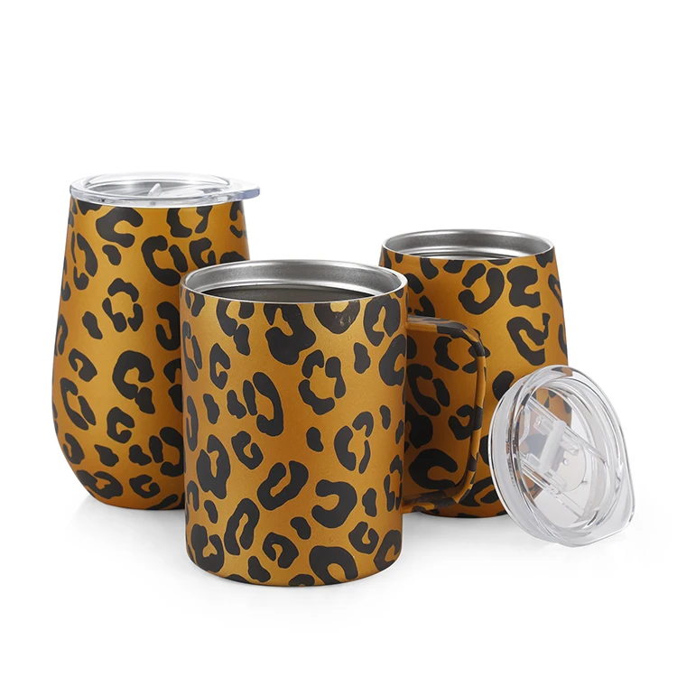 

8oz 12oz 20oz Leopard Print Double Wall 304 Vacuum Insulated Stainless Steel Wine Water Bottle Tumbler Coffee Mug Vacuum Cup, Customized leopard printing