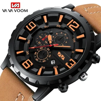 

VAVA VOOM VA-203 Military Watch High Quality Leather Business Watches Men Wrist Luxury Quartz Waterproof Clock Relogio Masculino, According to reality